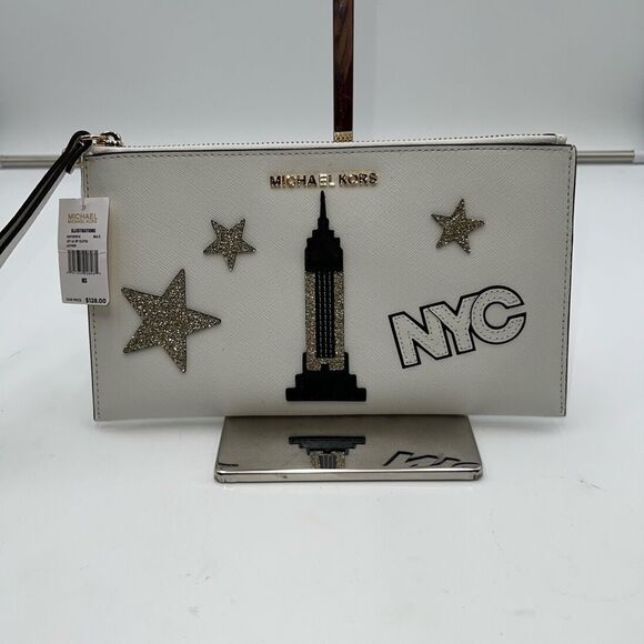 Michael Kors Illustrations NYC White Wristlet - Picture 1 of 10